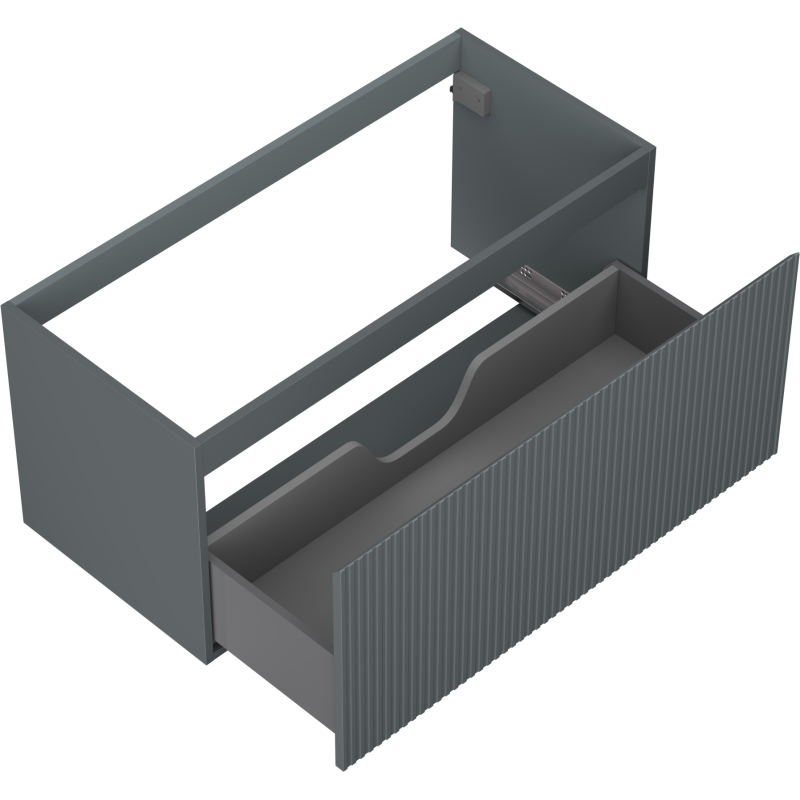 Mexen Rivel vonios kambario spintelė po praustuvo 100 cm, 1 stalčius, rifliuota, matinė grafito - 91A20-10047-1-BF66
