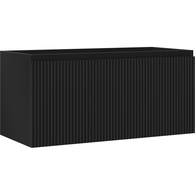 Mexen Rivel vonios kambario spintelė, 100 cm, 1 stalčius, rifliuota, juoda matinė - 91A20-10047-1-BF71