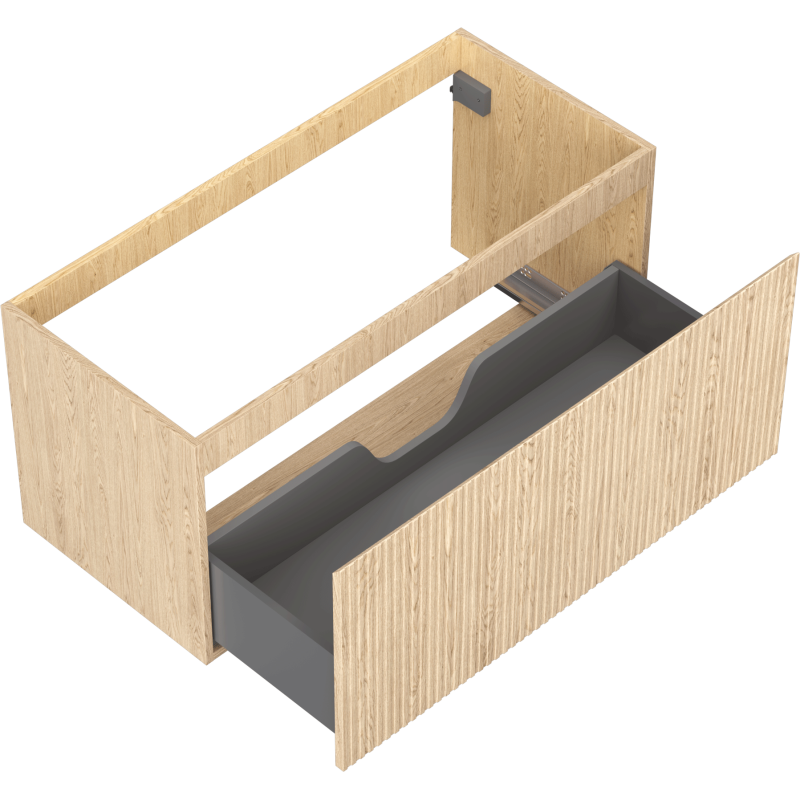 Mexen Rivel vonios kambario spintelė po kriaukle 100 cm, 1 stalčius, rifliuota, ąžuolas - 91A20-10047-1-BF81