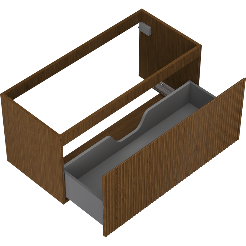 Mexen Rivel vonios spintelė po praustuvu 100 cm, 1 stalčius, rifliuota, riešutas - 91A20-10047-1-BF86