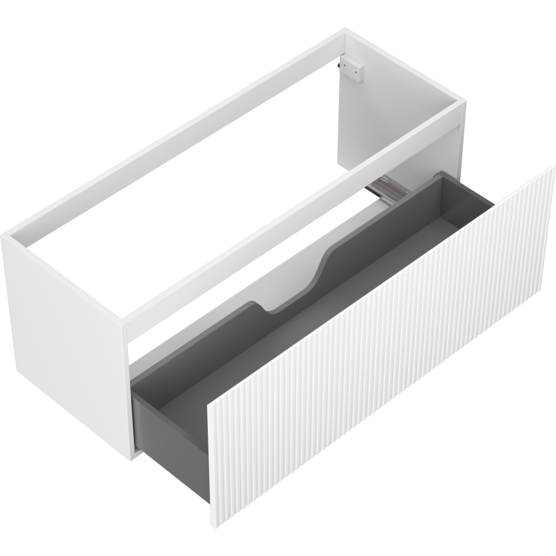 Mexen Rivel vonios kambario spintelė po praustuvu 120 cm, 1 stalčius, rifliuotas, baltas matinis - 91A20-12047-1-BF01