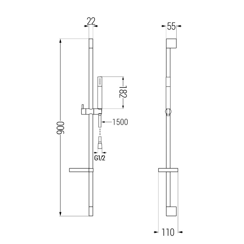 Mexen DS70 stumdomas dušo komplektas, chromo spalvos - 785704583-00