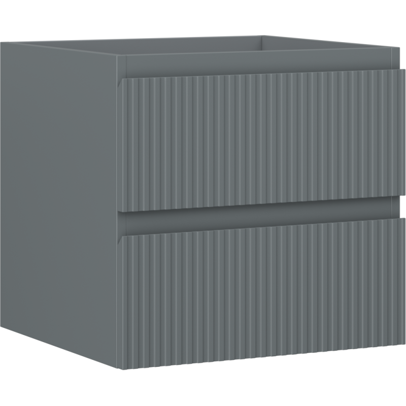 Mexen Rivel vonios kambario spintelė po praustuvu 50 cm, 2 stalčiai, rifliuota, matinis grafitas - 91A20-05047-2-BFF66