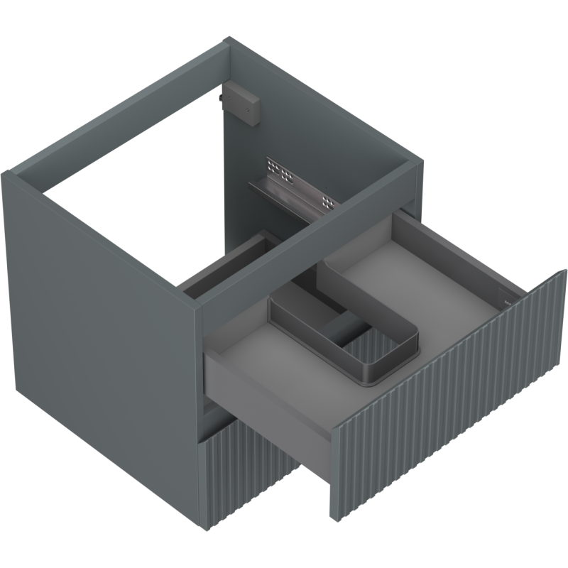 Mexen Rivel vonios kambario spintelė po praustuvu 50 cm, 2 stalčiai, rifliuota, matinis grafitas - 91A20-05047-2-BFF66