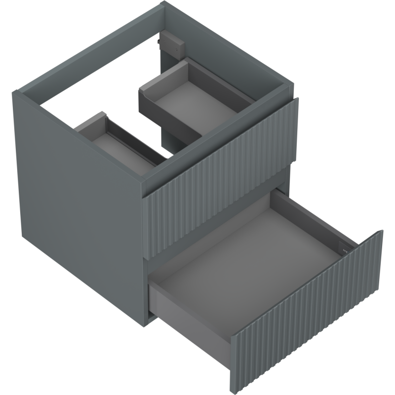 Mexen Rivel vonios kambario spintelė po praustuvu 50 cm, 2 stalčiai, rifliuota, matinis grafitas - 91A20-05047-2-BFF66