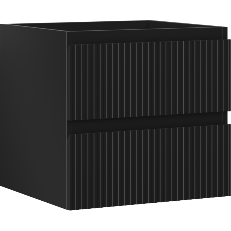 Mexen Rivel vonios spintelė po praustuvu 50 cm, 2 stalčiai, rifliuotas, juodas matinis - 91A20-05047-2-BFF71