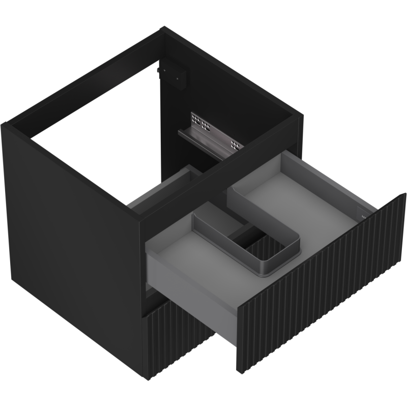 Mexen Rivel vonios spintelė po praustuvu 50 cm, 2 stalčiai, rifliuotas, juodas matinis - 91A20-05047-2-BFF71