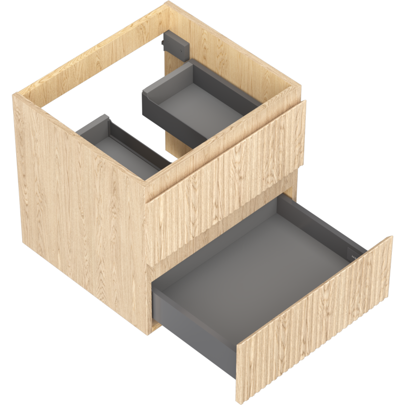 Mexen Rivel vonios kambario spintelė po praustuvu 50 cm, 2 stalčiai, grioveliais, ąžuolas - 91A20-05047-2-BFF81