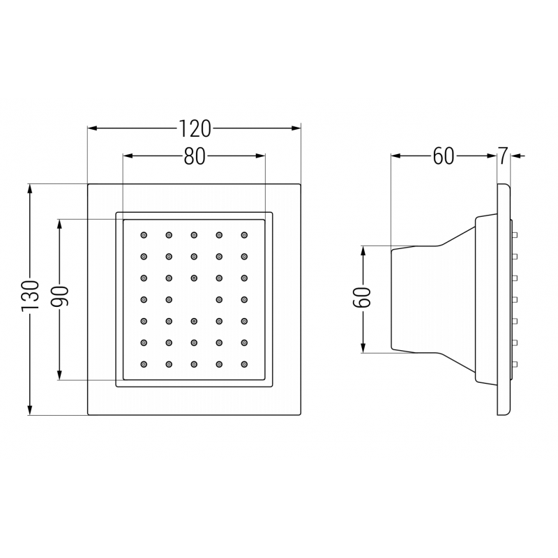Mexen šoninis paslėptas purkštuvas, juodas - 79366-70