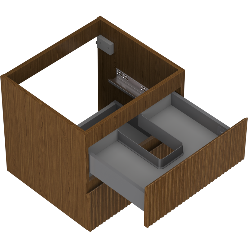 Mexen Rivel vonios spintelė po praustuvu 50 cm, 2 stalčiai, rifliuota, riešutmedis - 91A20-05047-2-BFF86