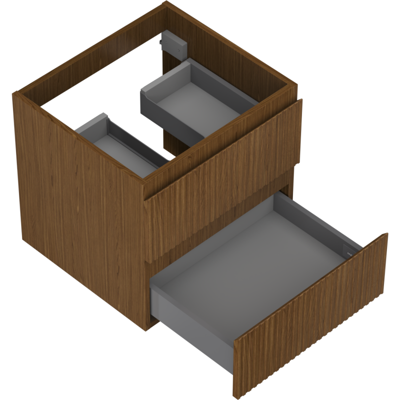 Mexen Rivel vonios spintelė po praustuvu 50 cm, 2 stalčiai, rifliuota, riešutmedis - 91A20-05047-2-BFF86