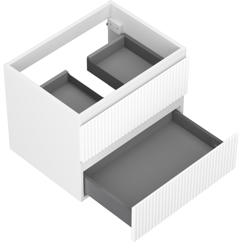 Mexen Rivel vonios spintelė po praustuvu 60 cm, 2 stalčiai, rifliuota, balta matinė - 91A20-06047-2-BFF01