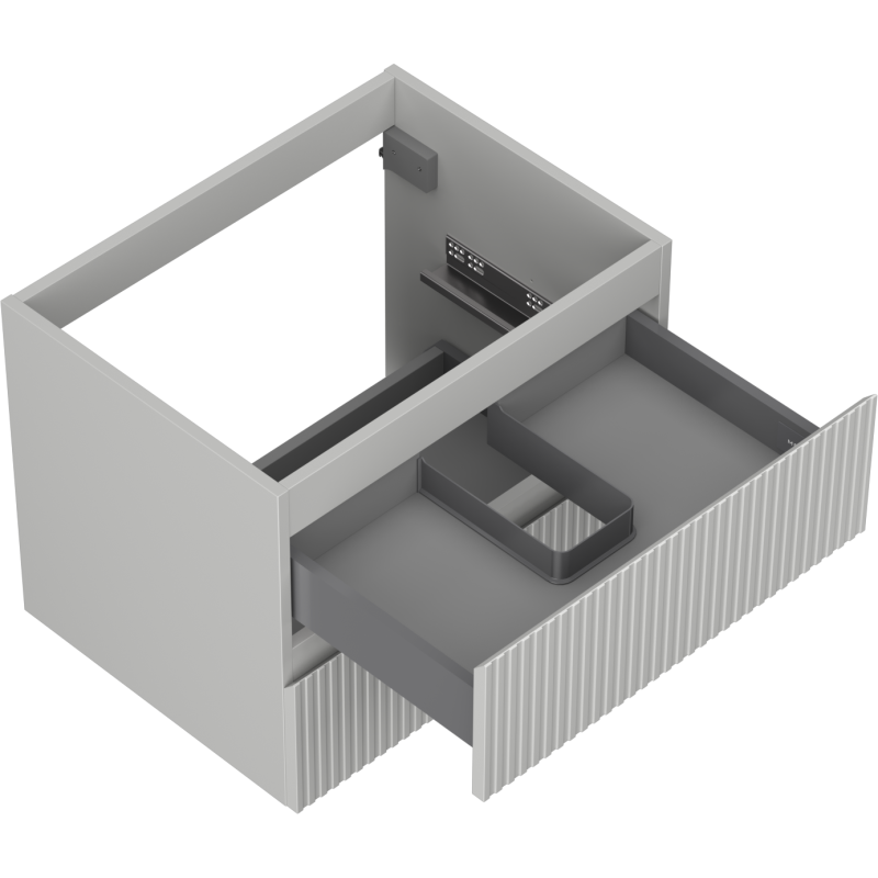 Mexen Rivel vonios kambario spintelė po praustuvu 60 cm, 2 stalčiai, grioveliais, pilka matinė - 91A20-06047-2-BFF62