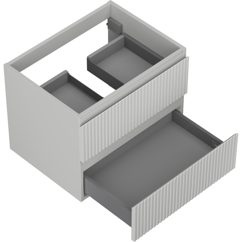 Mexen Rivel vonios kambario spintelė po praustuvu 60 cm, 2 stalčiai, grioveliais, pilka matinė - 91A20-06047-2-BFF62