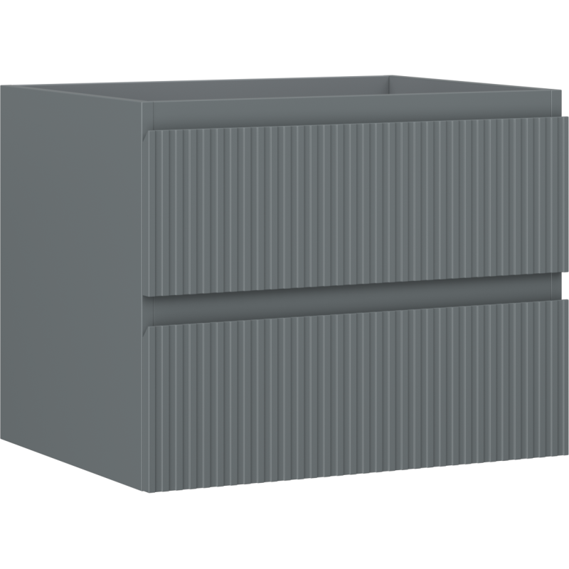 Mexen Rivel vonios kambario spintelė po praustuvu 60 cm, 2 stalčiai, rifliuota, matinis grafitas - 91A20-06047-2-BFF66