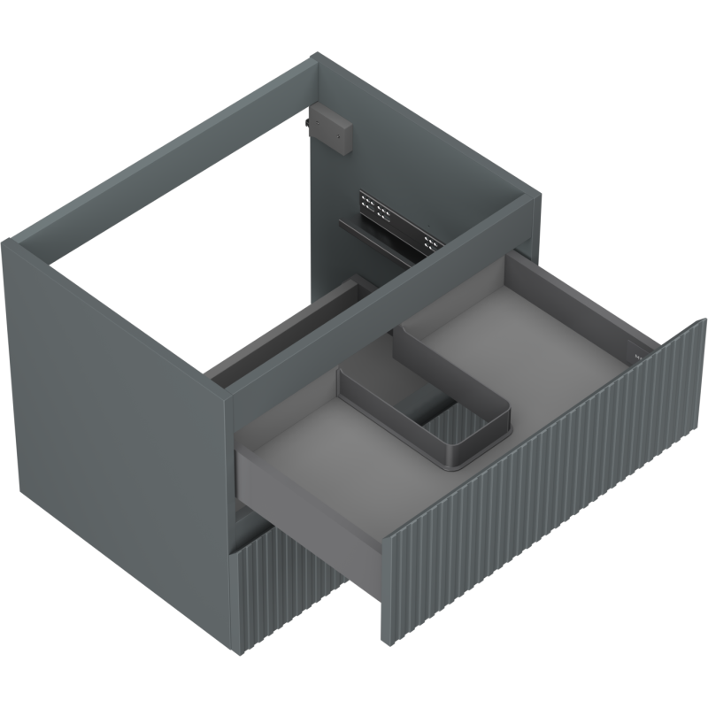 Mexen Rivel vonios kambario spintelė po praustuvu 60 cm, 2 stalčiai, rifliuota, matinis grafitas - 91A20-06047-2-BFF66