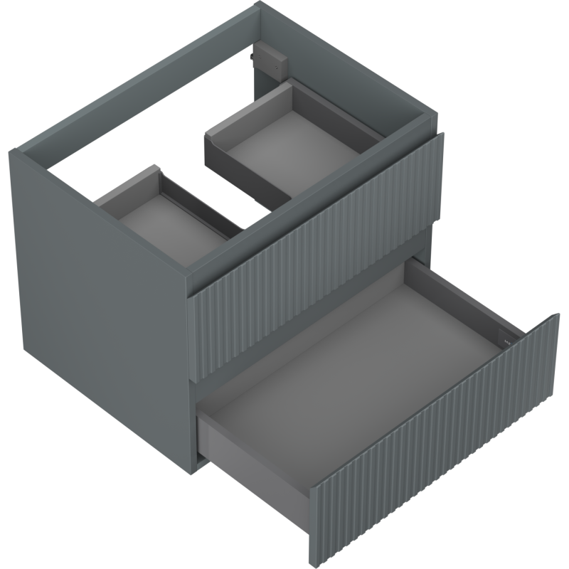 Mexen Rivel vonios kambario spintelė po praustuvu 60 cm, 2 stalčiai, rifliuota, matinis grafitas - 91A20-06047-2-BFF66