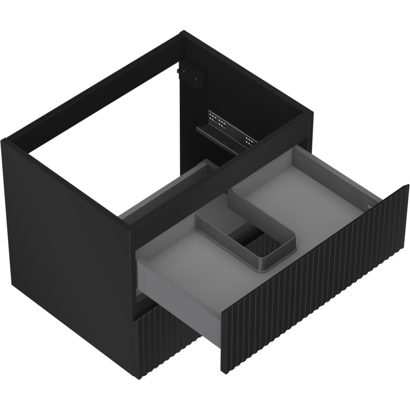 Mexen Rivel vonios spintele po kriaukle 60 cm, 2 stalčiai, su grioveliais, juoda matinė - 91A20-06047-2-BFF71