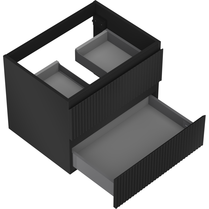 Mexen Rivel vonios spintele po kriaukle 60 cm, 2 stalčiai, su grioveliais, juoda matinė - 91A20-06047-2-BFF71