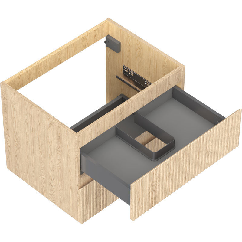 Mexen Rivel vonios spintelė su praustuvu 60 cm, 2 stalčiai, profiliuota, ąžuolas - 91A20-06047-2-BFF81