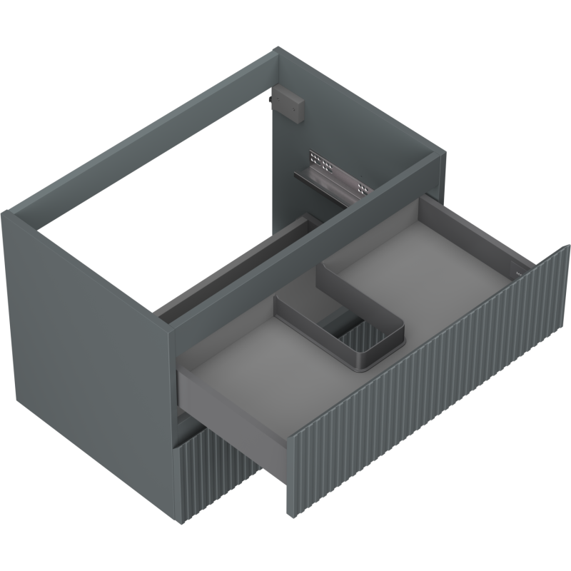 Mexen Rivel vonios kambario spintelė po praustuvu 70 cm, 2 stalčiai, grioveliais, matinė grafito spalva - 91A20-07047-2-BFF66