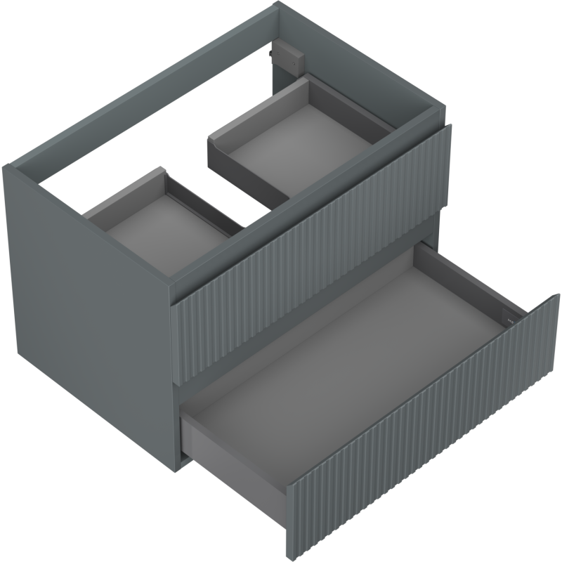 Mexen Rivel vonios kambario spintelė po praustuvu 70 cm, 2 stalčiai, grioveliais, matinė grafito spalva - 91A20-07047-2-BFF66