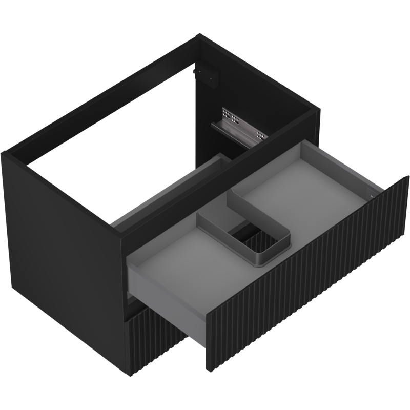 Mexen Rivel vonios spintelė po praustuvu 70 cm, 2 stalčiai, rifliuota, juoda matinė - 91A20-07047-2-BFF71