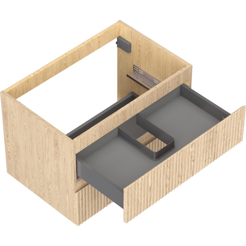 Mexen Rivel vonios kambario spintelė po kriaukle 70 cm, 2 stalčiai, grioveliais, ąžuolas - 91A20-07047-2-BFF81