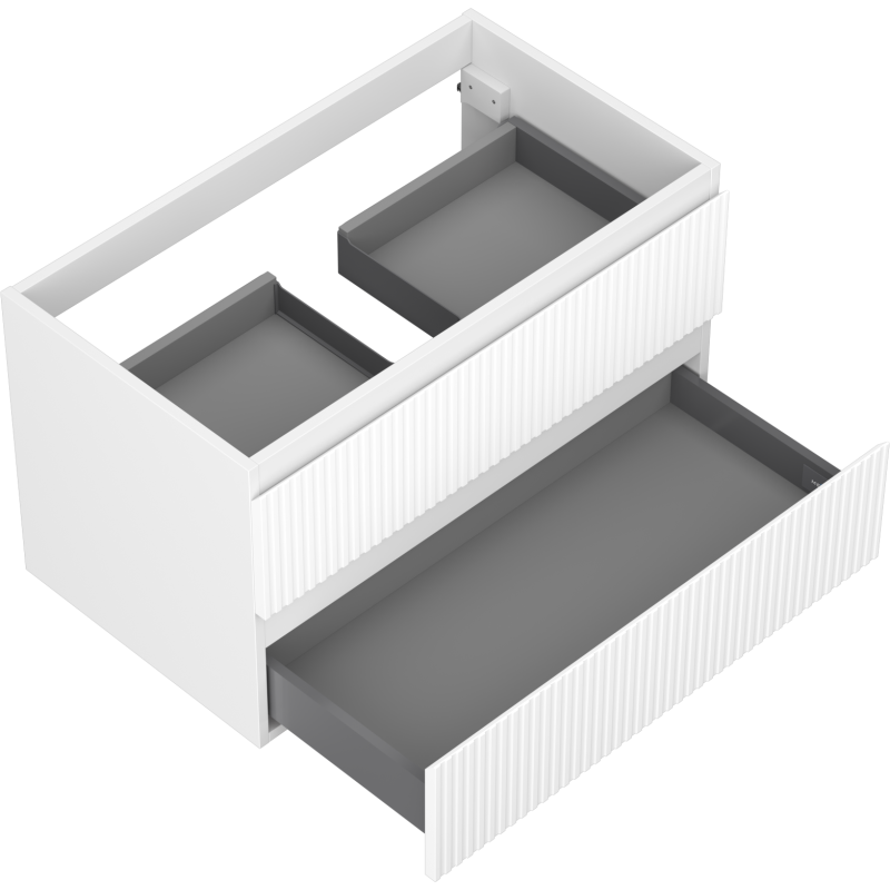 Mexen Rivel vonios spintelė po praustuvu 80 cm, 2 stalčiai, grioveliais, balta matinė - 91A20-08047-2-BFF01