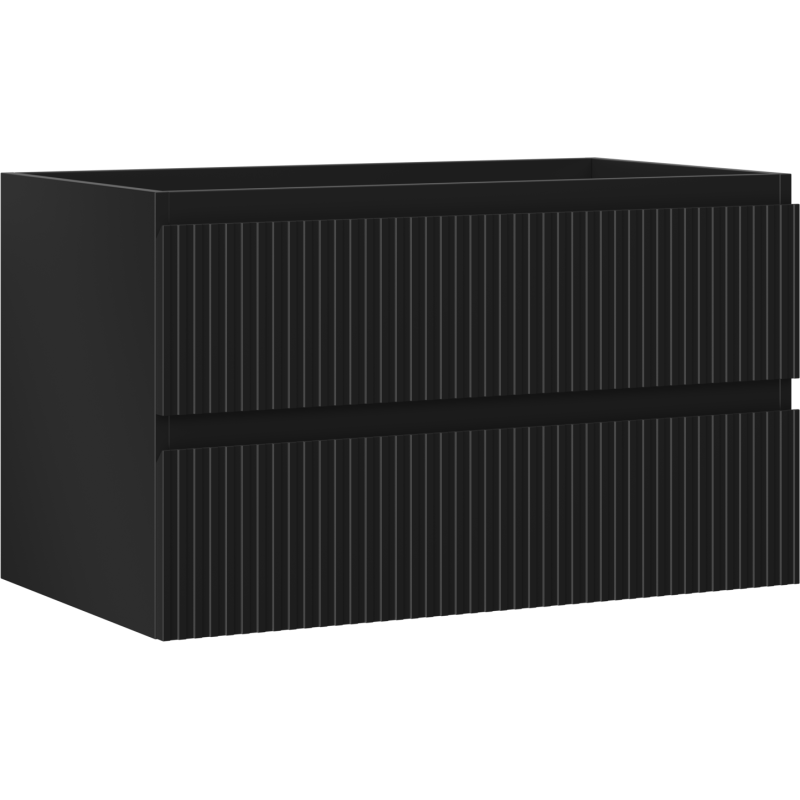 Mexen Rivel vonios spintelė po kriaukle 80 cm, 2 stalčiai, su grioveliais, juoda matinė - 91A20-08047-2-BFF71