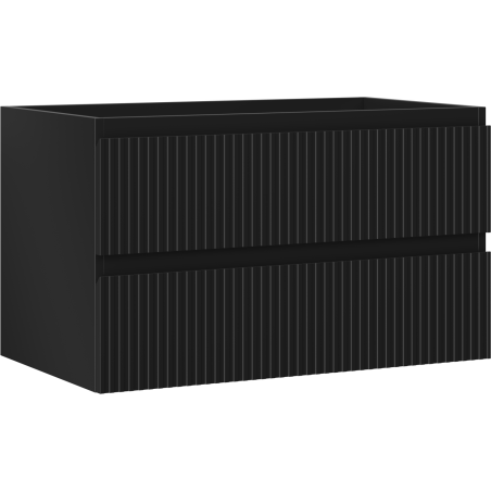 Mexen Rivel vonios spintelė po kriaukle 80 cm, 2 stalčiai, su grioveliais, juoda matinė - 91A20-08047-2-BFF71