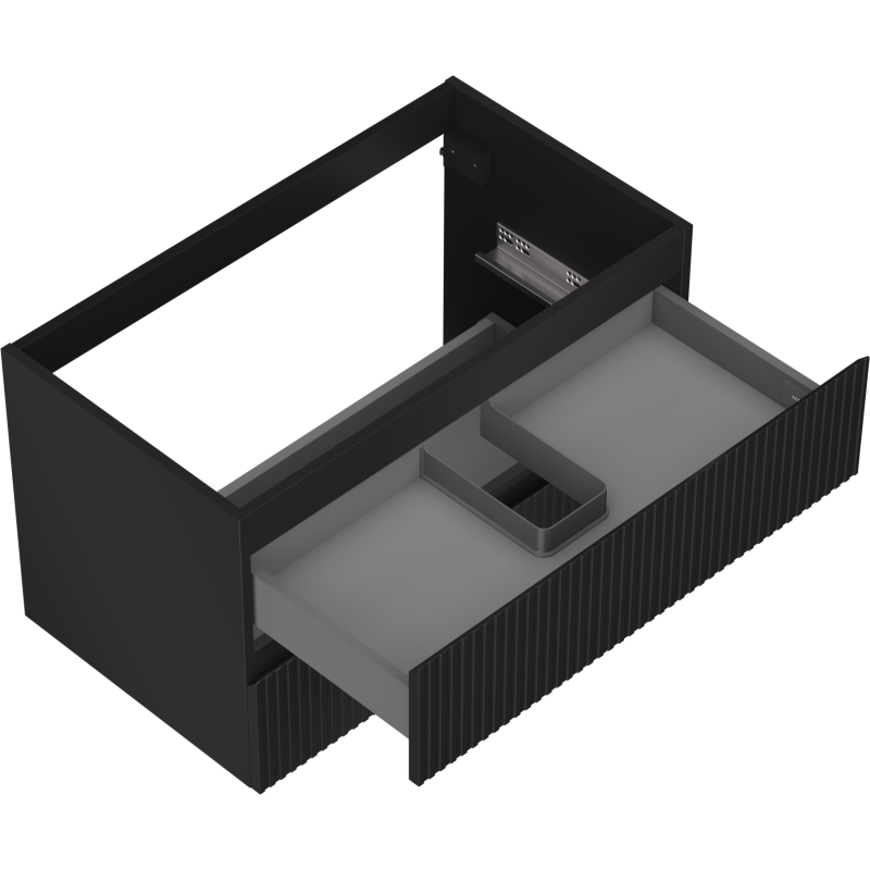 Mexen Rivel vonios spintelė po kriaukle 80 cm, 2 stalčiai, su grioveliais, juoda matinė - 91A20-08047-2-BFF71