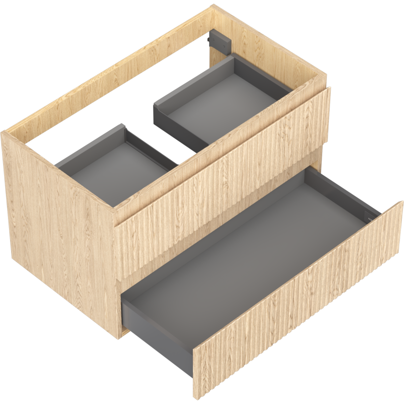 Mexen Rivel vonios spintelė po kriaukle 80 cm, 2 stalčiai, grioveliais, ąžuolas - 91A20-08047-2-BFF81