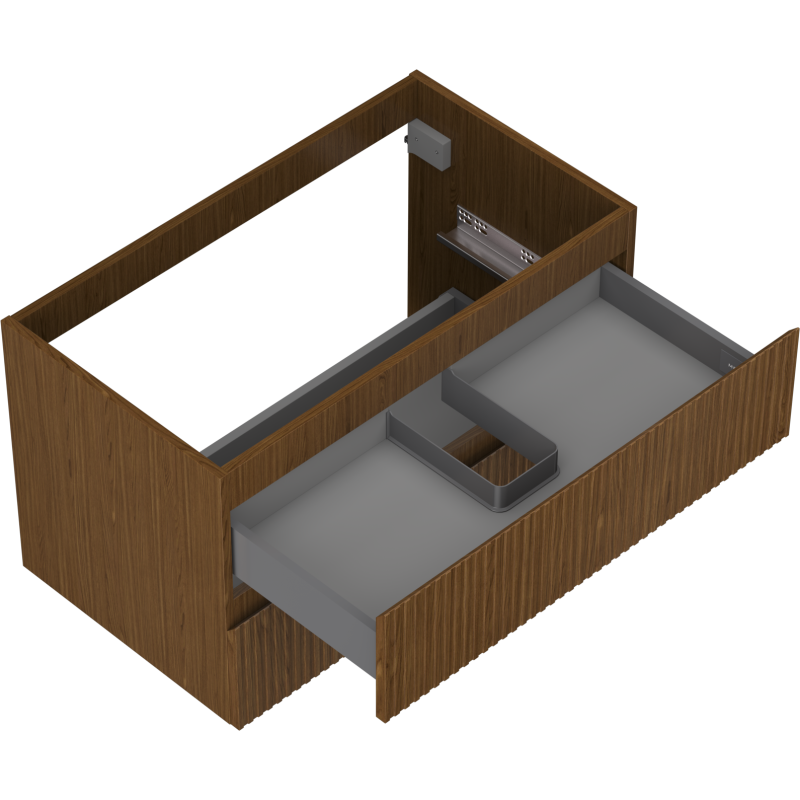 Mexen Rivel vonios spintelė po praustuvu 80 cm, 2 stalčiai, grioveliuota, riešutas - 91A20-08047-2-BFF86