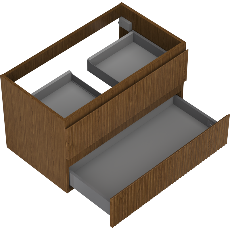 Mexen Rivel vonios spintelė po praustuvu 80 cm, 2 stalčiai, grioveliuota, riešutas - 91A20-08047-2-BFF86