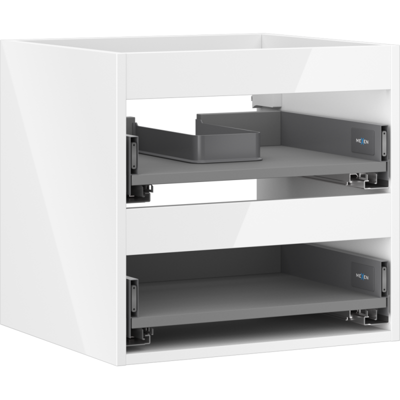 Mexen Box-A korpus po praustuvu 50 cm, 2 stalčiai, baltas blizgesys - 91AX0-0500-470-2-00