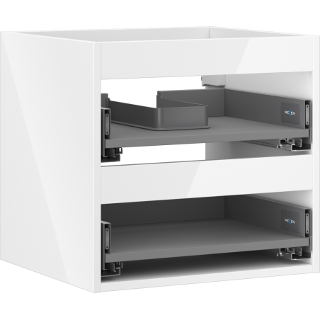 Mexen Box-A korpus po praustuvu 50 cm, 2 stalčiai, baltas blizgesys - 91AX0-0500-470-2-00