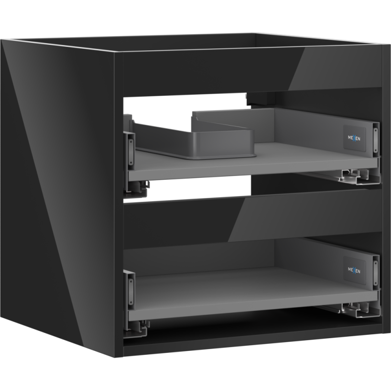Mexen Box-A spintelės korpusas po praustuvu 50 cm, 2 stalčiai, juodas blizgus - 91AX0-0500-470-2-70