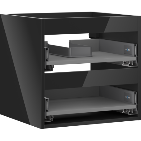 Mexen Box-A spintelės korpusas po praustuvu 50 cm, 2 stalčiai, juodas blizgus - 91AX0-0500-470-2-70