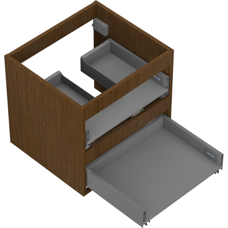Mexen Box-A vonios spintelės korpusas 50 cm, 2 stalčiai, riešutas - 91AX0-0500-470-2-86