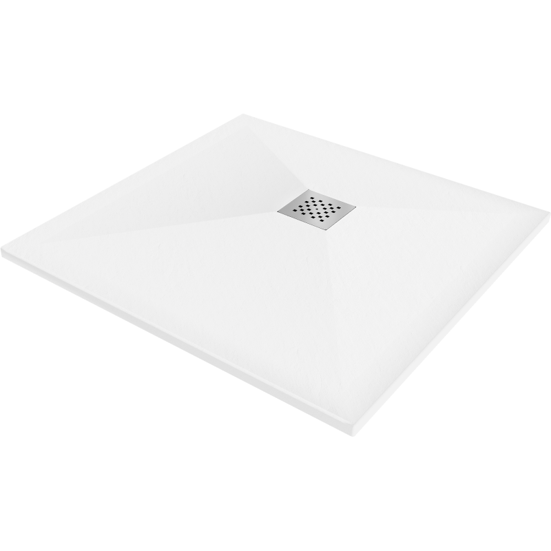 Mexen Stone+ Kompozitinis kvadratinis dušo padėklas 70 x 70 cm, baltas - 44107070