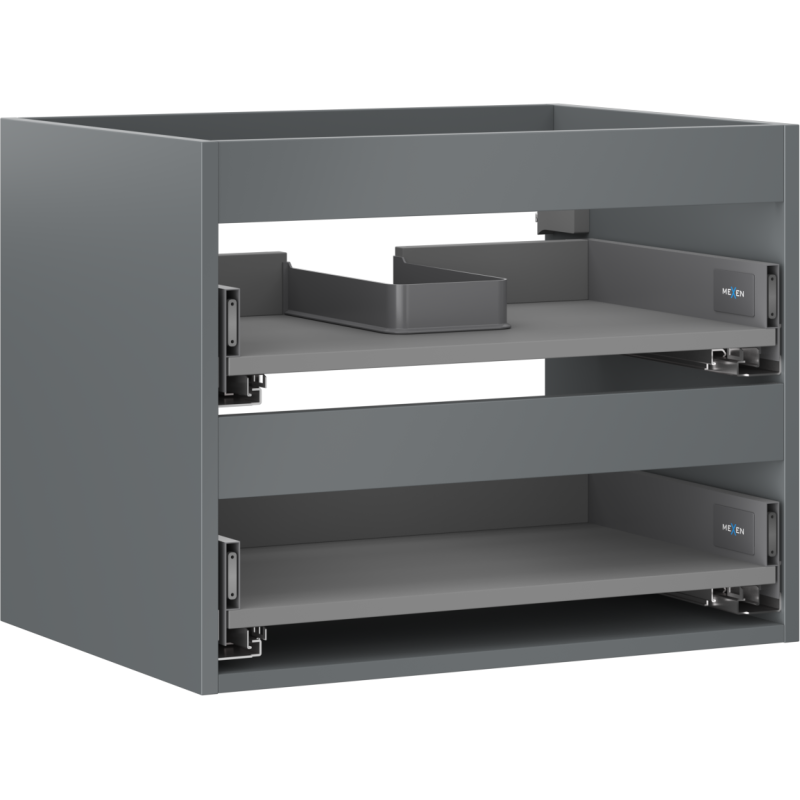 Mexen Box-A korpus spintelės po kriaukle 60 cm, 2 stalčiai, matinė grafito spalva - 91AX0-0600-470-2-66