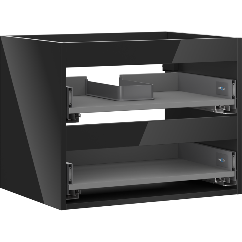 Mexen Box-A spintelės korpusas po praustuvu 60 cm, 2 stalčiai, juoda blizgi - 91AX0-0600-470-2-70