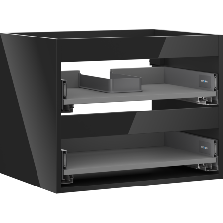Mexen Box-A spintelės korpusas po praustuvu 60 cm, 2 stalčiai, juoda blizgi - 91AX0-0600-470-2-70