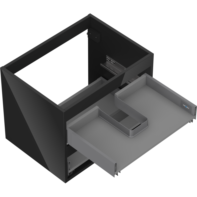 Mexen Box-A spintelės korpusas po praustuvu 60 cm, 2 stalčiai, juoda blizgi - 91AX0-0600-470-2-70