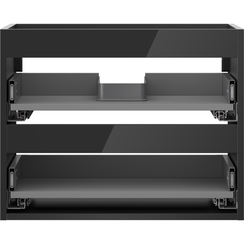 Mexen Box-A spintelės korpusas po praustuvu 60 cm, 2 stalčiai, juoda blizgi - 91AX0-0600-470-2-70