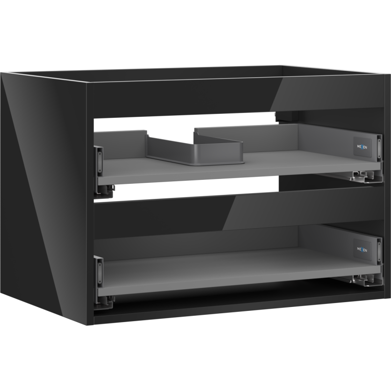 Mexen Box-A kriauklės spintelės korpusas 70 cm, 2 stalčiai, juodas blizgesys - 91AX0-0700-470-2-70