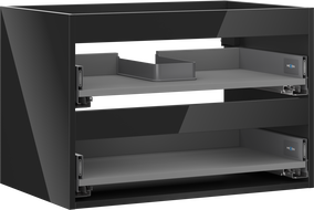 Mexen Box-A kriauklės spintelės korpusas 70 cm, 2 stalčiai, juodas blizgesys - 91AX0-0700-470-2-70
