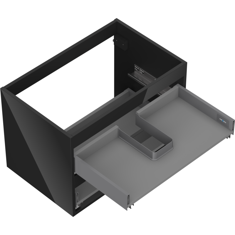 Mexen Box-A kriauklės spintelės korpusas 70 cm, 2 stalčiai, juodas blizgesys - 91AX0-0700-470-2-70