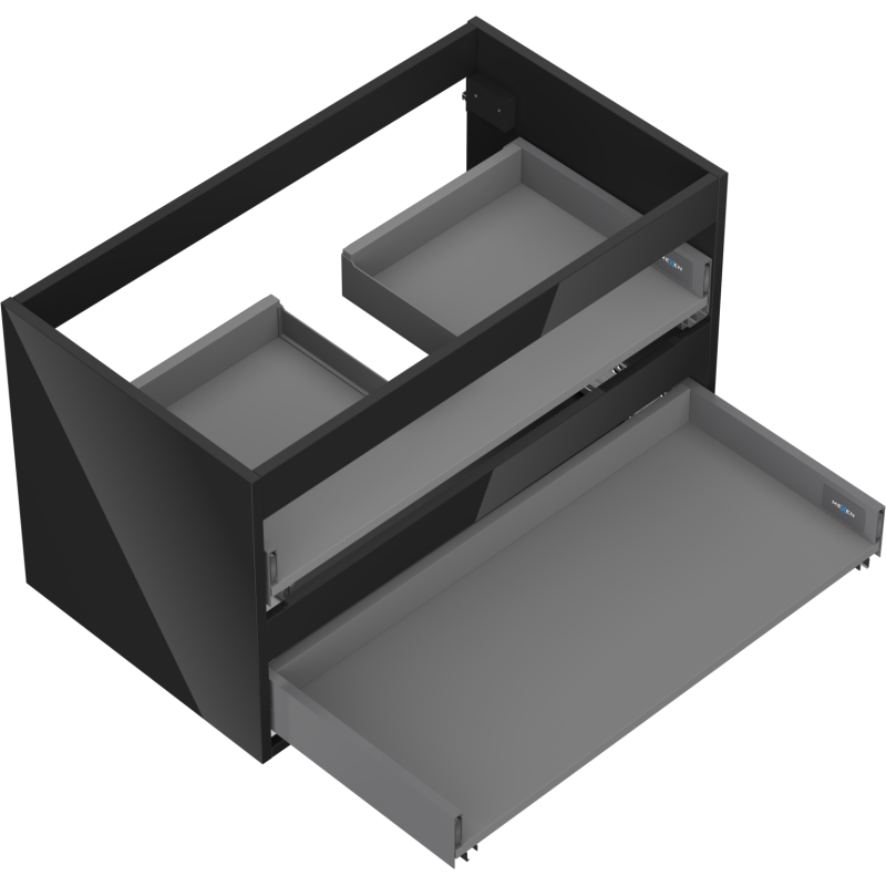 Mexen Box-A korpusas praustuvo spintelei 80 cm, 2 stalčiai, juodas blizgesys - 91AX0-0800-470-2-70